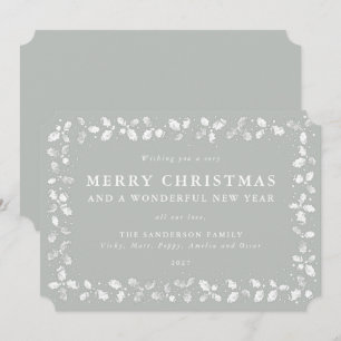 Cartes Pour Fêtes Annuelles Lino Gris Vert Imprimer Vraiment Joyeux Noël