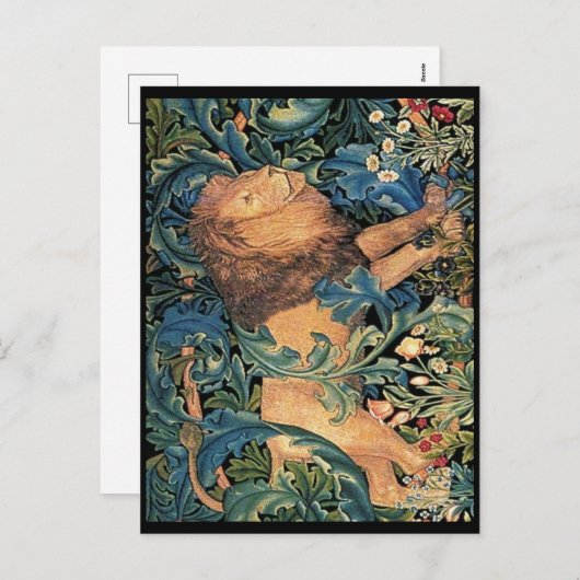 Cartes Pour Fêtes Annuelles Lion en forêt par William Morris, (Devant / Derrière)