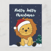 Cartes Pour Fêtes Annuelles Lion Noël Neige Animaux Hiver Lions Fêtes (Devant)