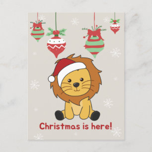 Cartes Pour Fêtes Annuelles Lion Noël Neige Hiver Animaux Lions Fête P