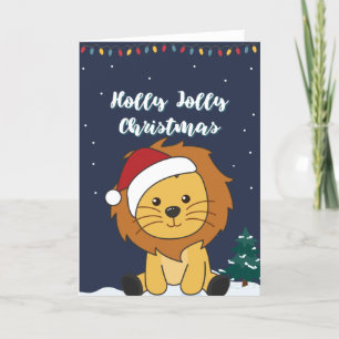 Cartes Pour Fêtes Annuelles Lion Noël Neige Hiver Animaux Lions Vacances C