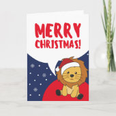 Cartes Pour Fêtes Annuelles Lion Noël Neige Hiver Animaux Lions Vacances C (Devant)
