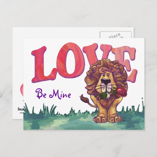Cartes Pour Fêtes Annuelles Lion Saint Valentin (Devant / Derrière)