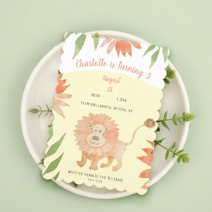 Cartes Pour Fêtes Annuelles Lionceau Aquarelle Peinte à la main