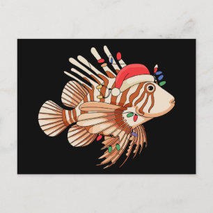 Cartes Pour Fêtes Annuelles Lionfish Chapeau de Père Noël Lumières de Noël Noë
