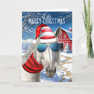 Cartes Pour Fêtes Annuelles Lipizzan White Horse drôle MAREy Noël