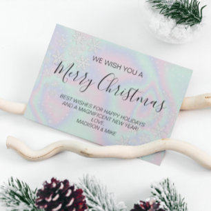 Cartes Pour Fêtes Annuelles Liquide Faux Holographique Texture Snowflakes