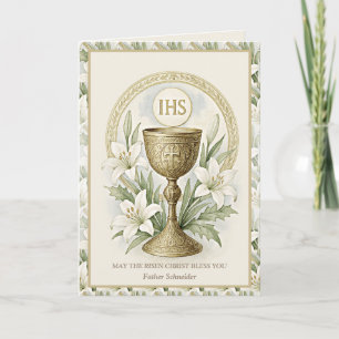 Cartes Pour Fêtes Annuelles Lis de Pâques eucharistiques Prêtre catholique