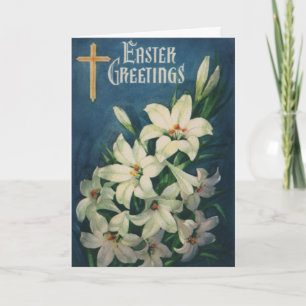Cartes Pour Fêtes Annuelles Lis de Pâques Fleurs, Pâques Religieux Vintage