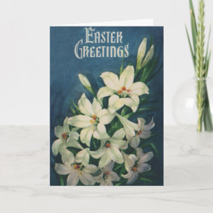 Cartes Pour Fêtes Annuelles Lis de Pâques Fleurs, Pâques Religieux Vintage