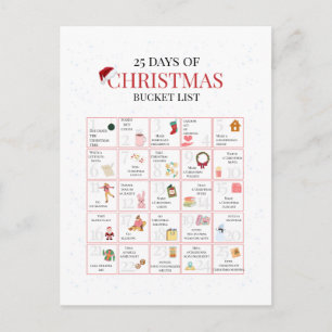 Cartes Pour Fêtes Annuelles Liste de 25 jours de Noël à faire en Bucket List A