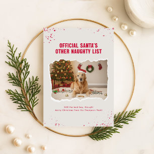 Cartes Pour Fêtes Annuelles Liste de Naughty Drôle Photo de Chien Mignon Noël