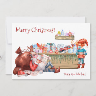Cartes Pour Fêtes Annuelles Liste de Noël drôle Atelier du Père Noël Covid 202