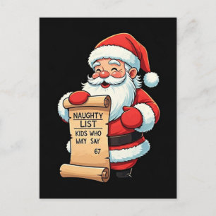 Cartes Pour Fêtes Annuelles Liste de Père Noël méchant drôle Enfants qui disen