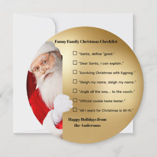 Cartes Pour Fêtes Annuelles Liste de vérification amusante pour un Noël en fam