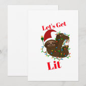 Cartes Pour Fêtes Annuelles Lit Christmas Sloth (Devant / Derrière)