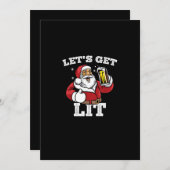 Cartes Pour Fêtes Annuelles Lit Père Noël Boire de la bière Noël (Devant / Derrière)