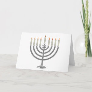 Cartes Pour Fêtes Annuelles Lit Silver Hanoukka Menorah avec l'étoile de David