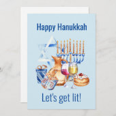 Cartes Pour Fêtes Annuelles Lit Wine Lover Hanoukka (Devant / Derrière)