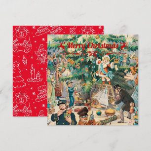 Cartes Pour Fêtes Annuelles Lithographie de l'arbre de Noël Vintage