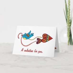 Cartes Pour Fêtes Annuelles Little Bird Valentine Ukrainien Folk Art