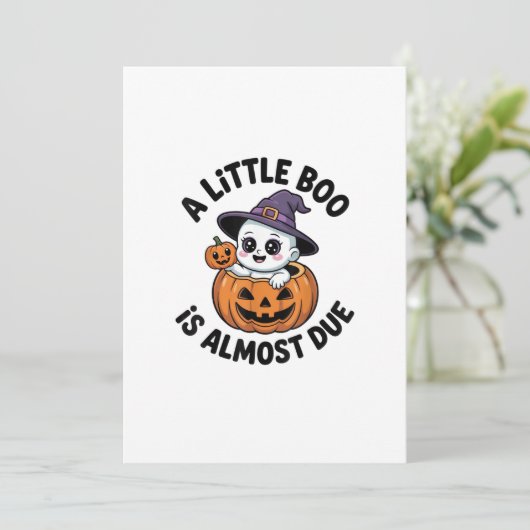 Cartes Pour Fêtes Annuelles Little Boo Est Presque Dû Mignonne Grossesse Hallo (Debout devant)