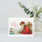 Cartes Pour Fêtes Annuelles Little Boy donnant à Père Noël une lettre (Debout devant)