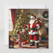 Cartes Pour Fêtes Annuelles Little Boy Giving Santa a Gift Christmas (Devant)