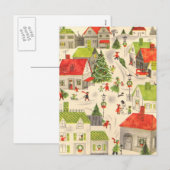 Cartes Pour Fêtes Annuelles Little Christmas Village (Devant / Derrière)