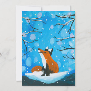 Cartes Pour Fêtes Annuelles Little Fox aime la neige