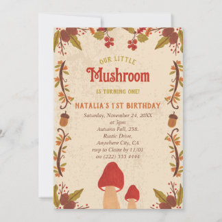 Cartes Pour Fêtes Annuelles Little Mushroom Automne 1er anniversaire