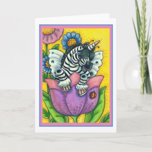 Cartes Pour Fêtes Annuelles LITTLE ZEBO WHIMSYNICKER, ZEBRA UNICORN Blank Holi (Devant)