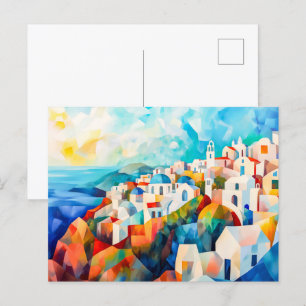 Cartes Pour Fêtes Annuelles Littoral de Santorin en impression artistique