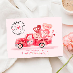 Cartes Pour Fêtes Annuelles Livraison spéciale de Valentine Camion d'aquarelle