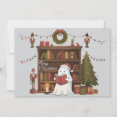 Cartes Pour Fêtes Annuelles Livre de lecture de fantôme mignon Noël Lecture (Devant)