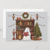 Cartes Pour Fêtes Annuelles Livre de lecture de fantôme mignon Noël Lecture (Devant / Derrière)