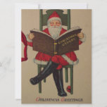 Cartes Pour Fêtes Annuelles Livre de lecture Vintage Christmas Père Noël<br><div class="desc">Retro Vintage Noël Père Noël Lecture Commandes De Book Holiday Card.</div>