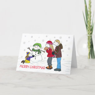 Cartes Pour Fêtes Annuelles Lizzy's People Snowman Fun Christmas Card