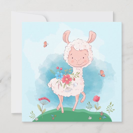 Cartes Pour Fêtes Annuelles Llama (Devant)