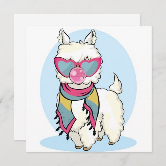 Cartes Pour Fêtes Annuelles Llama (Devant / Derrière)