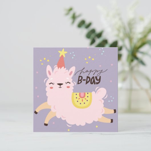 Cartes Pour Fêtes Annuelles Llama d'anniversaire (Debout devant)