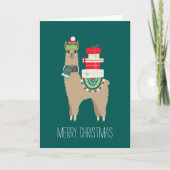 Cartes Pour Fêtes Annuelles Llama de Noël festif Photo personnalisée (Devant)