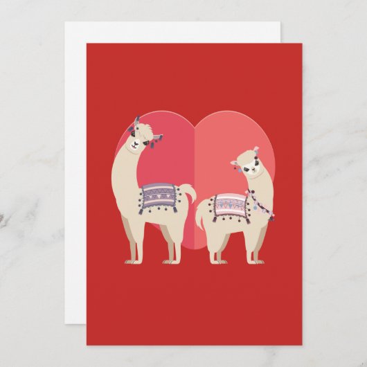 Cartes Pour Fêtes Annuelles Llama et Alpaca avec amour (Devant / Derrière)