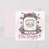 Cartes Pour Fêtes Annuelles Llama heureux (Devant / Derrière)