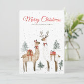 Cartes Pour Fêtes Annuelles Llama Love Christmas Holiday Card (Debout devant)
