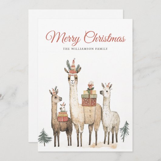 Cartes Pour Fêtes Annuelles Llama Love Christmas Holiday Card (Devant / Derrière)