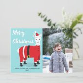 Cartes Pour Fêtes Annuelles Llama Père Noël Fun Photo Noël (Debout devant)