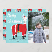 Cartes Pour Fêtes Annuelles Llama Père Noël Fun Photo Noël (Devant / Derrière)