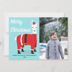 Cartes Pour Fêtes Annuelles Llama Santa Photo Amusant Noël