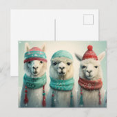 Cartes Pour Fêtes Annuelles Llamas d'hiver (Devant / Derrière)